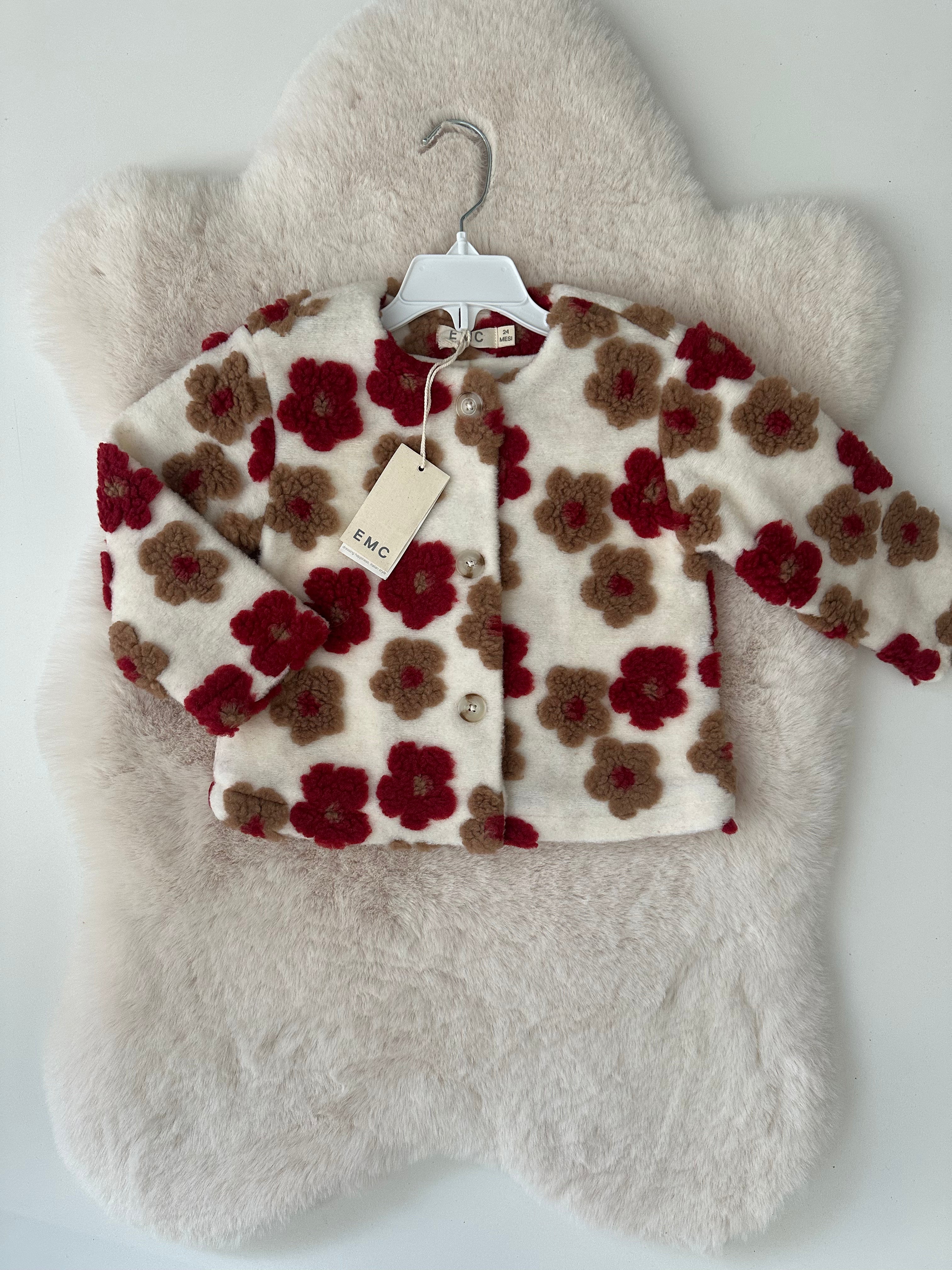 EMC – Pluche Teddy Jasje met Bloemenprint (Ecru/Bordeaux/Camel)