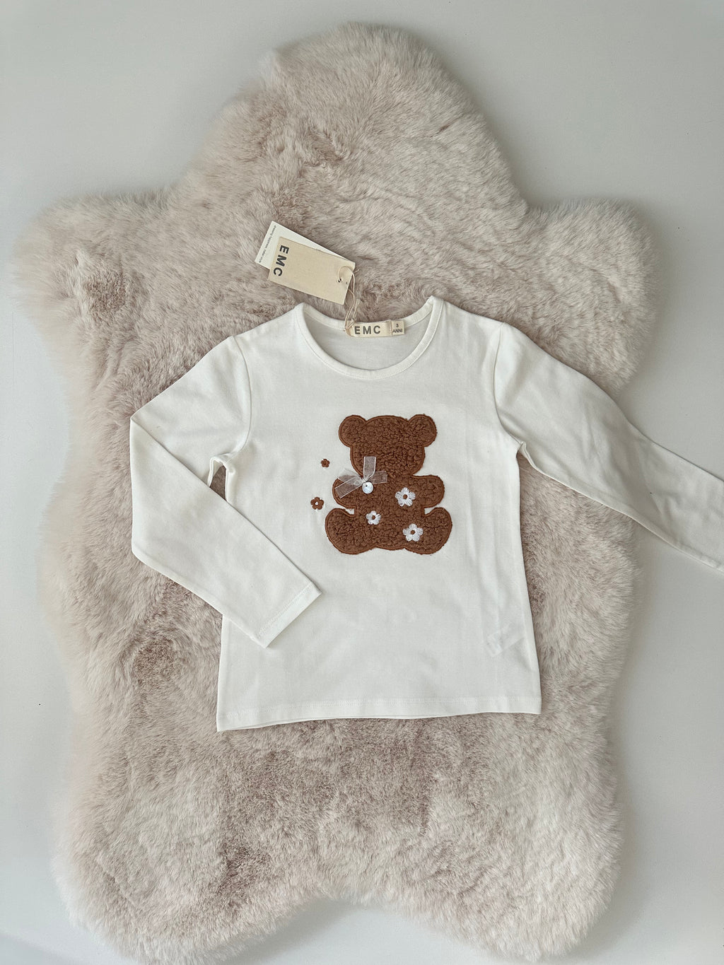 EMC – Ecru Longsleeve met Teddy Beer & Bloemetjes