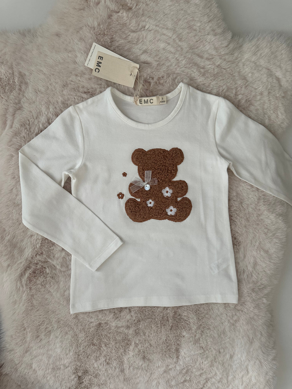 EMC – Ecru Longsleeve met Teddy Beer & Bloemetjes