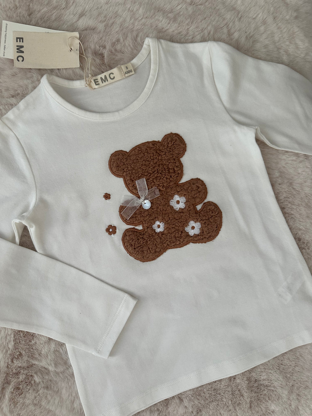 EMC – Ecru Longsleeve met Teddy Beer & Bloemetjes