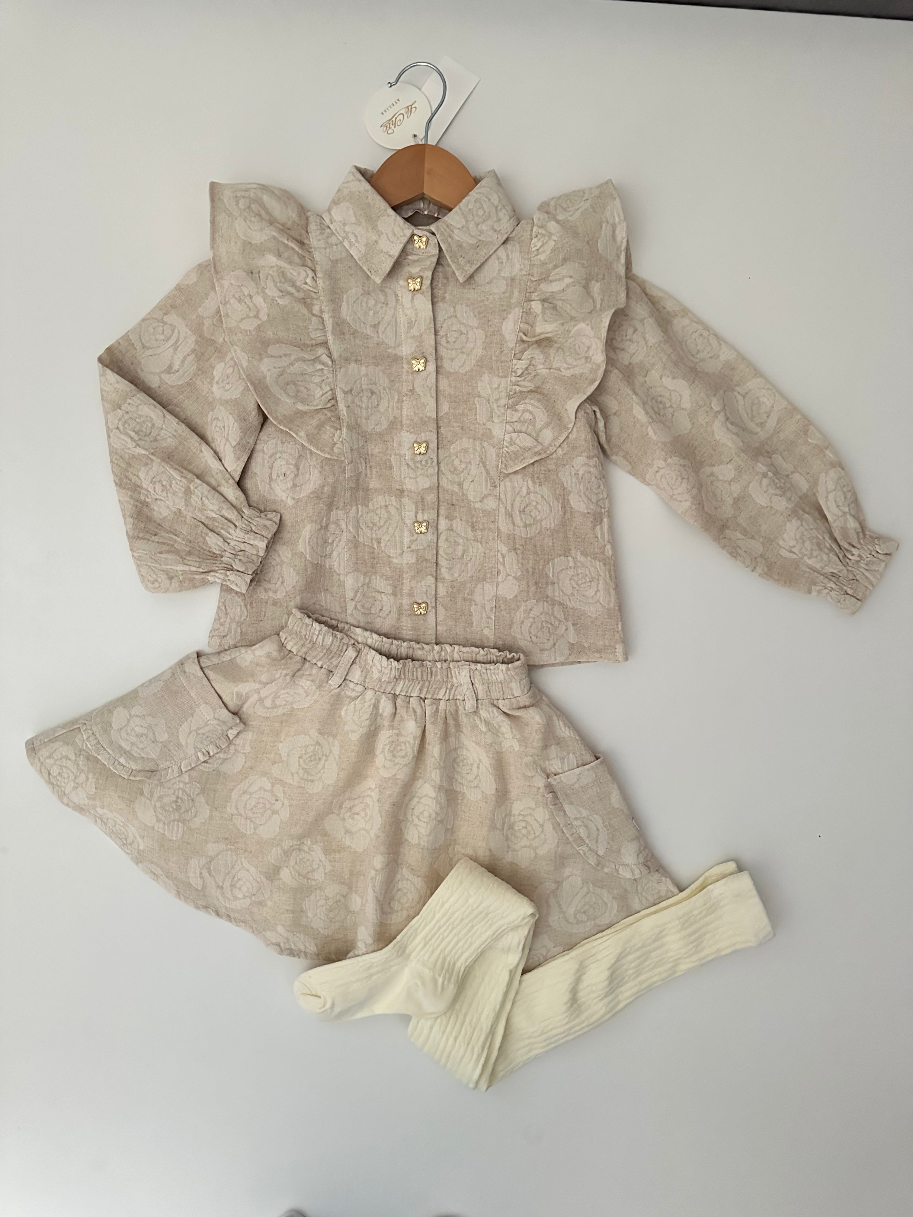 Le chic - rok beige gebloemd
